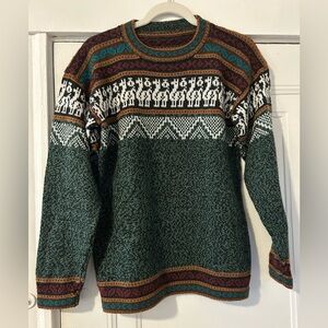 Men's Peruvian Green Patterned Sweater
